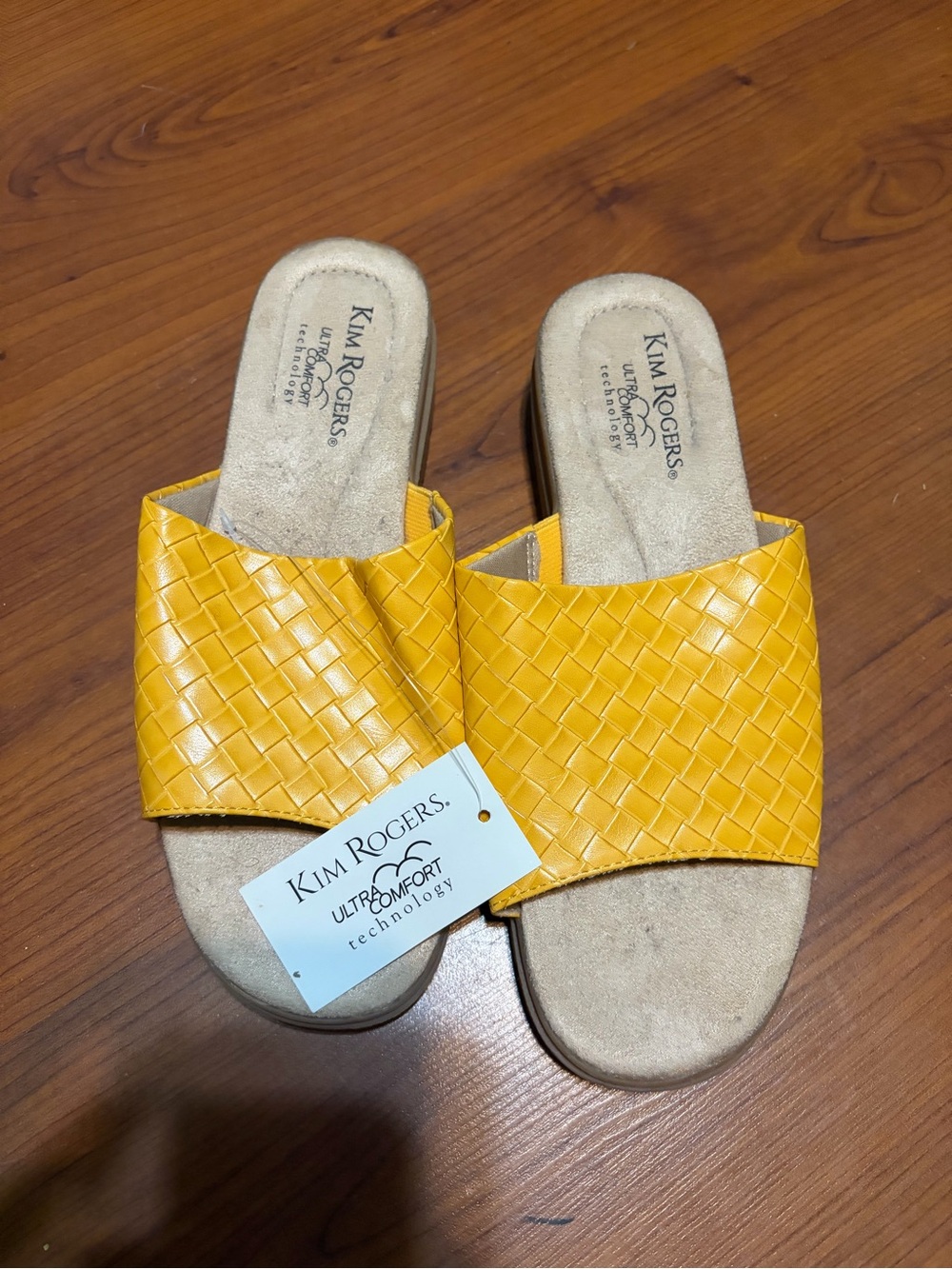 Kim Rogers Yellow Woven Slide Sandals
